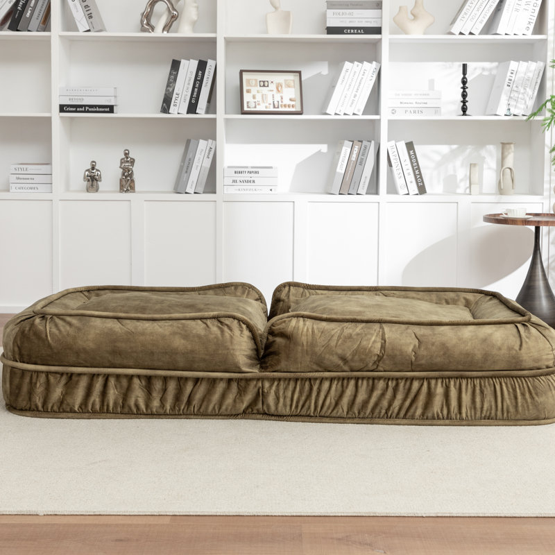 Upholstered People Bed - 5-Position Adjustable Bean Bag Floor Sofa With Massage Pillows And 2 Soft Pillows, Green