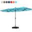 Parasol de patio à double face 13 pi avec lumières solaires et manivelle turquoise