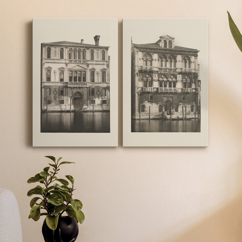 Vue rétro de Venise I, toile tendue avec châssis de qualité supérieure - prête à être accrochée, H 12 po x l 16 po x P 1 po