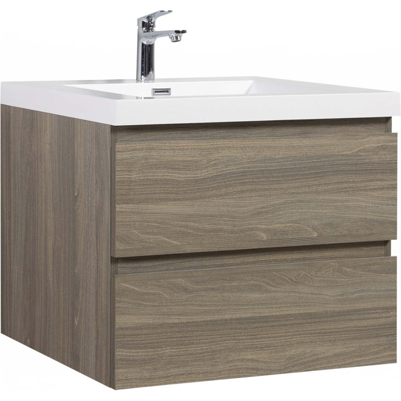 Meuble-lavabo flottant avec lavabo, Gris cendre