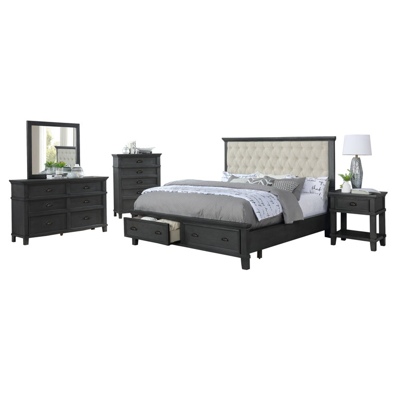 Arnuad Upholstered 5 Piece Platform Bedroom Set, Queen