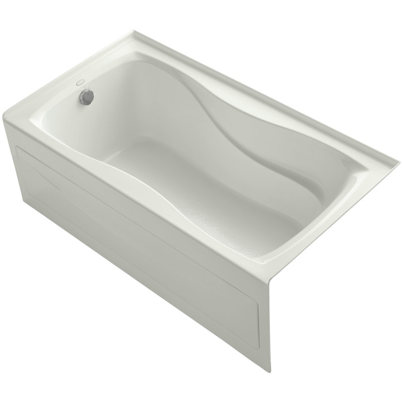 Hourglass Alcove Bath with Integral Apron and Tile Flange and Left-Hand Drain, Dune