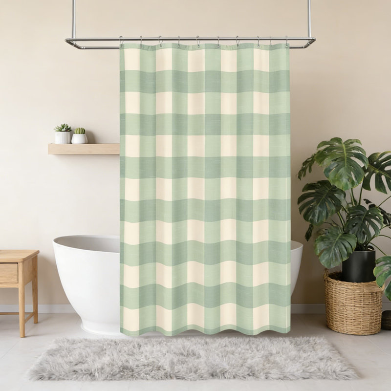 Ensemble de rideau de douche Classic Gingham, Vert