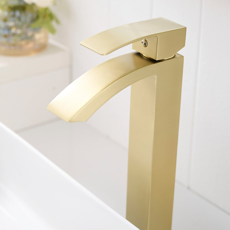 Robinet de salle de bain à finition or brossé pour robinet de lavabo à cartouche, poignée à un trou