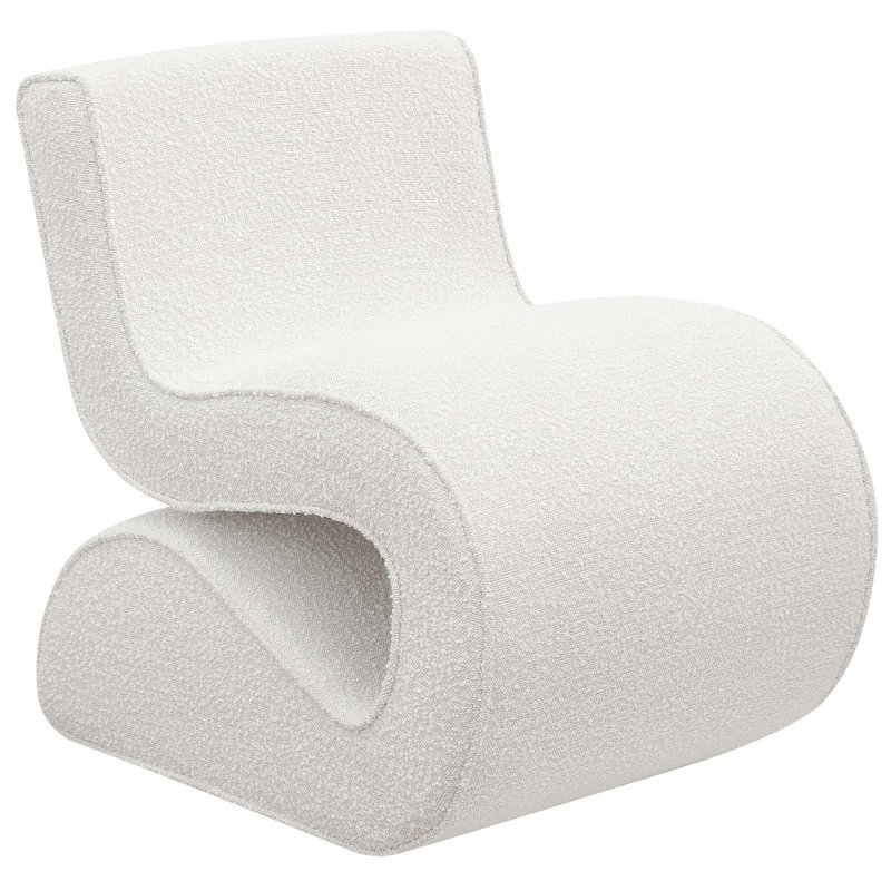Chaise courbée sans accoudoirs Boucle, Crème, crème