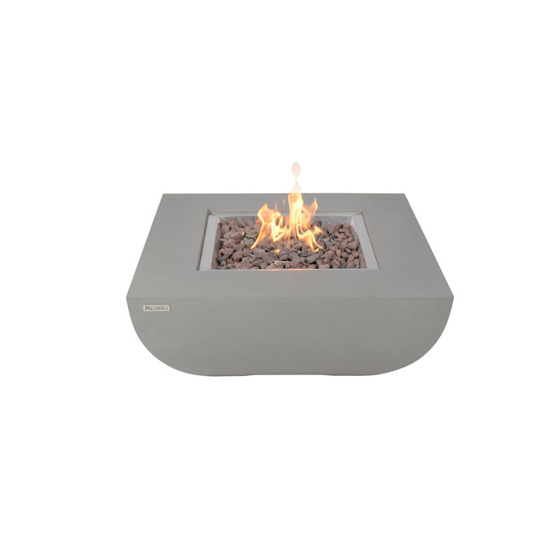 Gray 37 Inch Square Concrete Gas Fire Pit Table