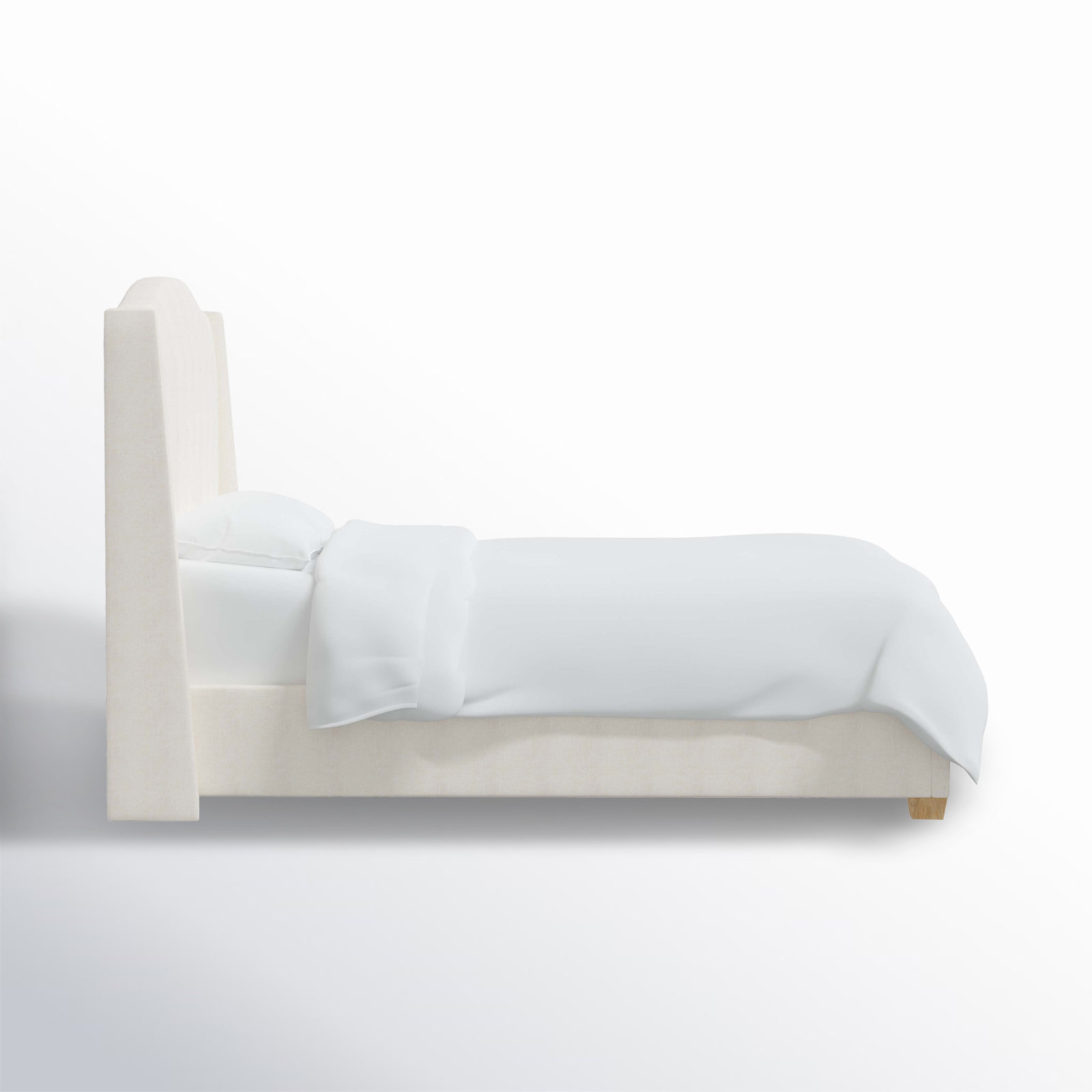 Allis Upholstered Wingback Bed, Zuma White Textured Linen, Twin