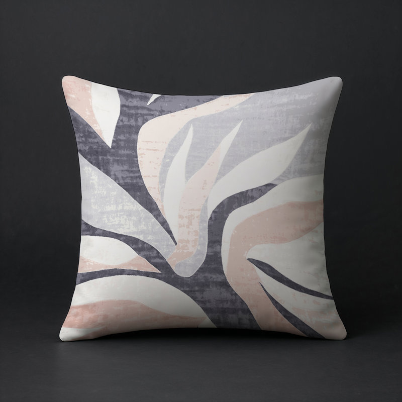 Coussin décoratif intérieur / extérieur gris Modern Modern, Carré 16 po, Gris abstrait 57