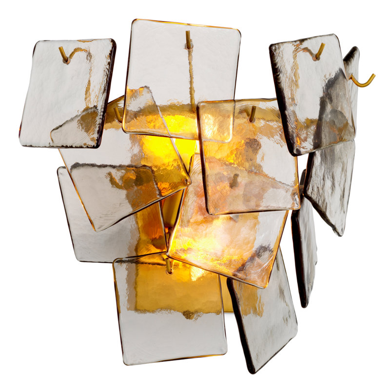 Wall Lamp Biltmore Antique Brass Finish Light Smoke Glass