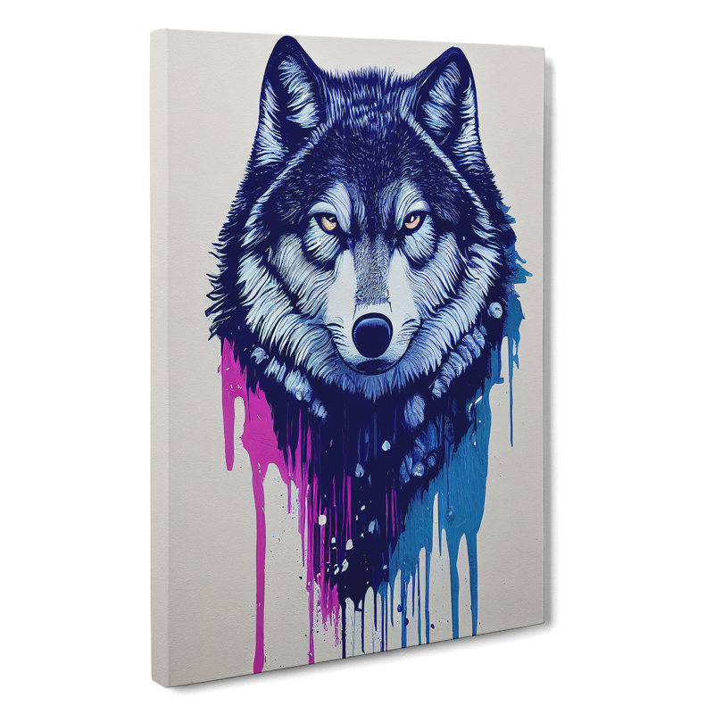Painted Wolf No.3 - Wall Art, Wrapped Canvas, 50cm H x 35cm W, No Matte