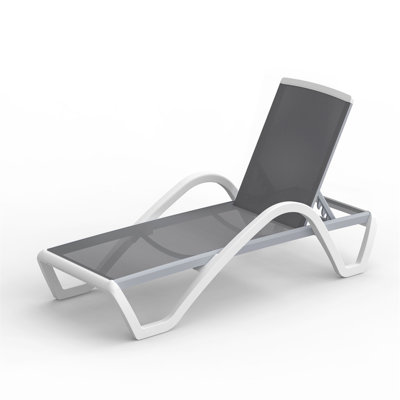 Méridiennes de patio réglables en aluminium avec accoudoirs toutes saisons pour l'extérieur, dans la piscine, sur la pelouse (gris, 1 chaise longue)