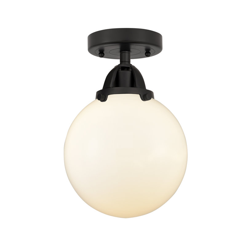 Plafonnier semi-encastré en verre DEL d'Alphonsa, Ampoule non incluse, Oui, Noir mat