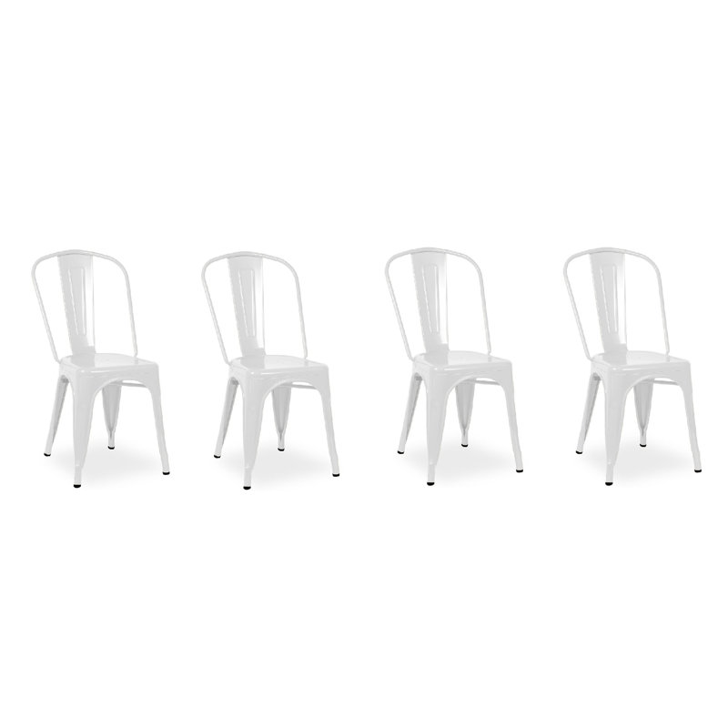 Chaise d’appoint à lattes en métal en métal pour pistolet Wallsend, Blanc