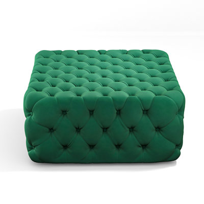 Essary 82cm Wide Velvet No Pattern Cube Ottoman with Storage
