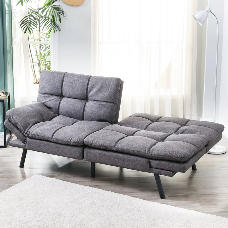 Jaykob 71'' Sleeper Futon Sofa Bed with Adjustable Arms,Linen Fabric Bed-Convertible Couch Loveseat Sleeper For Living Room, Bedroom, Studio, Apartment, Dorm, Home Office, Small Space