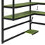 Lit mezzanine double en bois avec bureau, support de rangement latéral, tablettes multiples et lumière RVB, vert-1971701896-1971701897