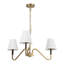 Lustre en or brossé 30 po avec abat-jour en lin blanc Sloan-911612821