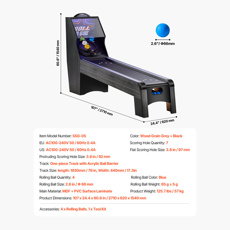 Table de jeu 9 pi Roll & Score Arcade