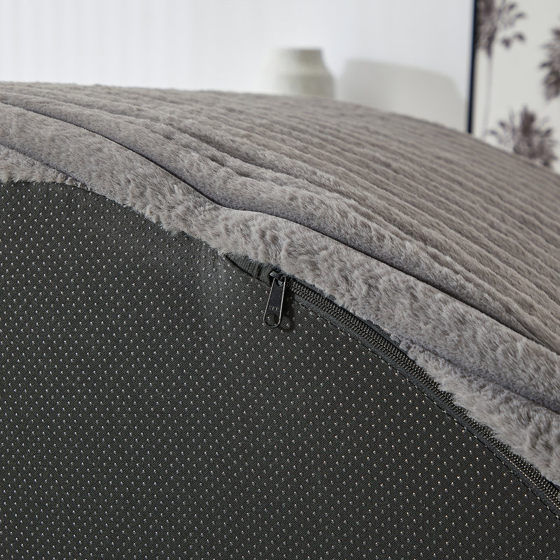 Boneless Sponge Single Sofa,fluffy Modern Sleeper Chair, Gray Corduroy, 35" H x 55" W x 55" D