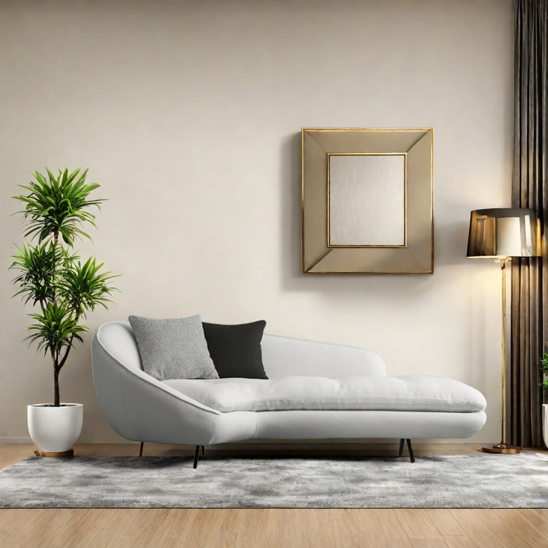 Chaise en bois massif exquise et confortable, Blanc cassé, Orienté à gauche (vu de face)