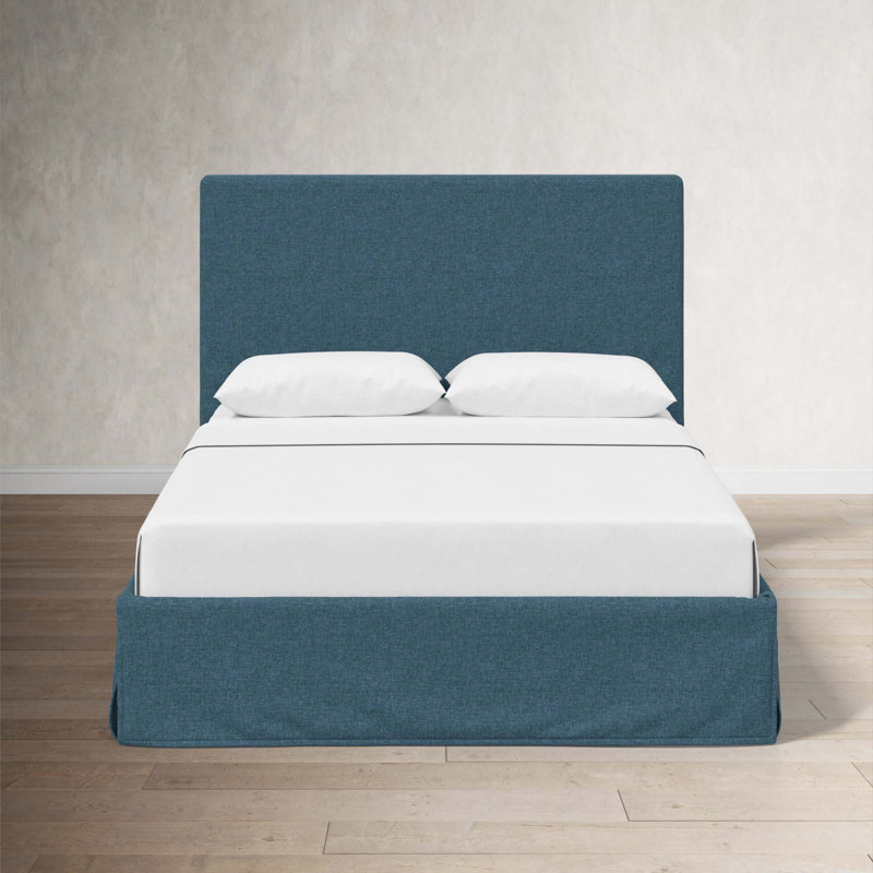 Verona Upholstered Slipcover Bed, Zuma Navy Textured Linen, Full