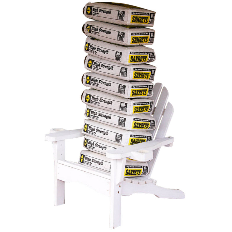 Amish Casual Heavy Duty 800 Lb Heavy Duty Treated Adirondack Chair, Cupholders, Semi-Solid White Stain