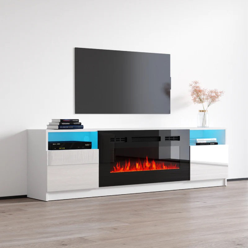 Crédence de rangement l 79 po avec foyer électrique Laylin