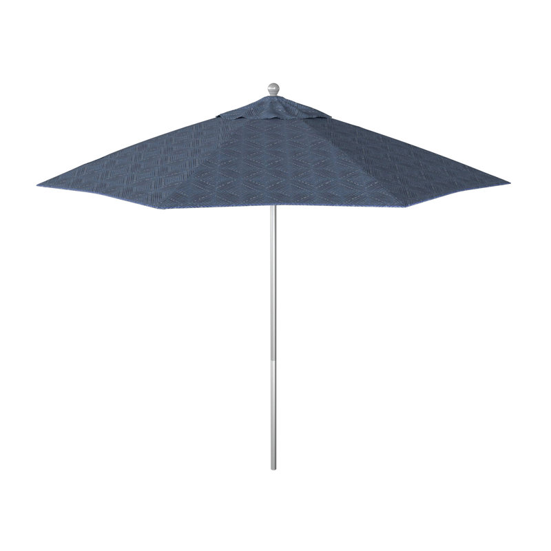Parasol de marché 108 "x 108 Santana, Domino Lagoon - Pacifica Premium, Argent anodisé
