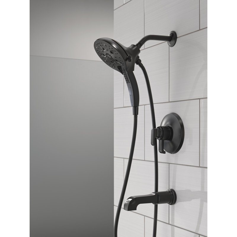 Tetra 17 Series Dual-Function Bathtub Faucet Trim, In2ition Shower Head with Handheld Spray Trim Kit, Matte Black