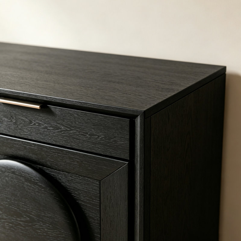 Buffet grande capacité de style rétro, 29.92" H x 57.48" W x 15.75" D, Noir