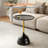 Modern Decorative Glass Top End Table, Side Table with Metal Base
