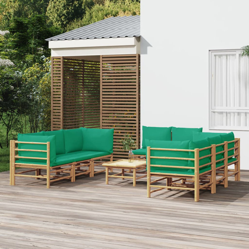 Ensemble de conversation pour 8 personnes avec coussins Deena, Vert
