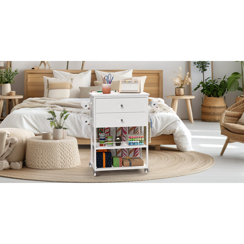 Gift Wrapping Table Craft Table Storage Cart With 2 Drawers