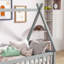 Twin Tent-Shaped Floor Bed,Teepee Bed With Guardrails,Slats