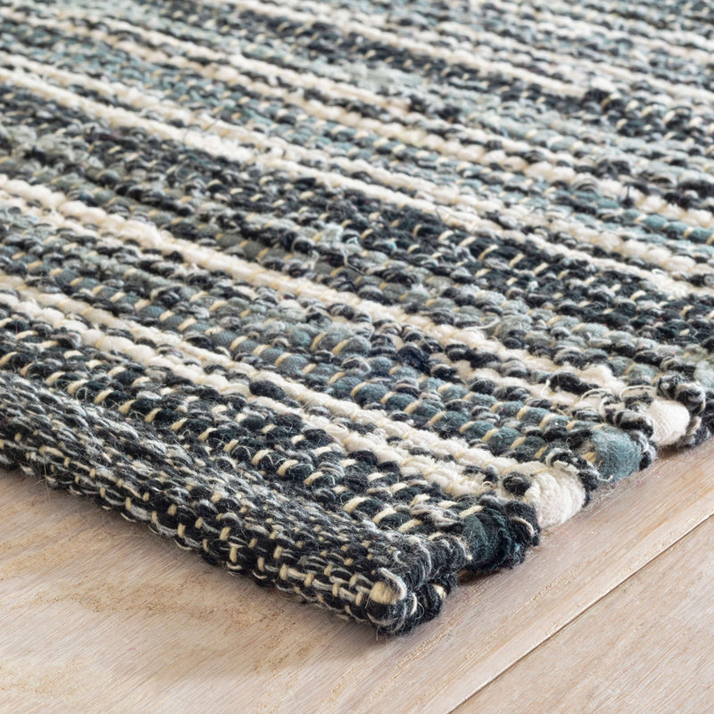 Francisco Black Handwoven Cotton Rug, Rectangle 5' x 8'