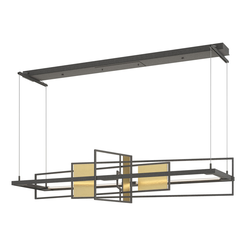 Luminaire suspendu linéaire à DEL Four Seasons, Bronze huilé, Laiton moderne