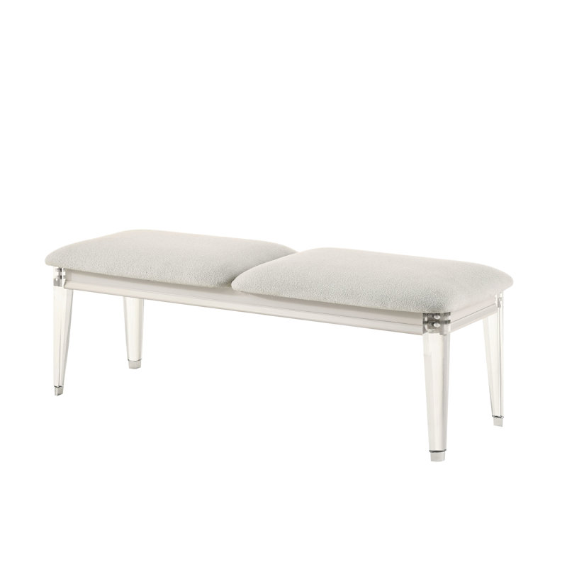 Banc gris - fabriqué en bois d'hévéa, poids du produit 32 lb élégant avec finition blanc perle - hauteur de 18 po