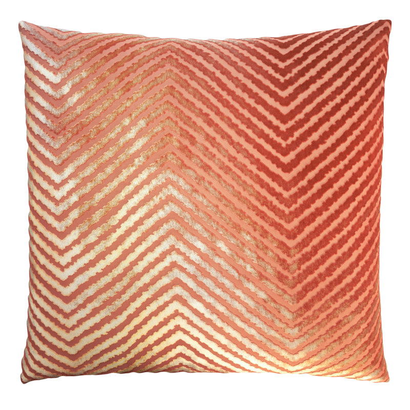 Chevron Velvet Pillow Cover & Insert, 20"H x 20"W, Mango