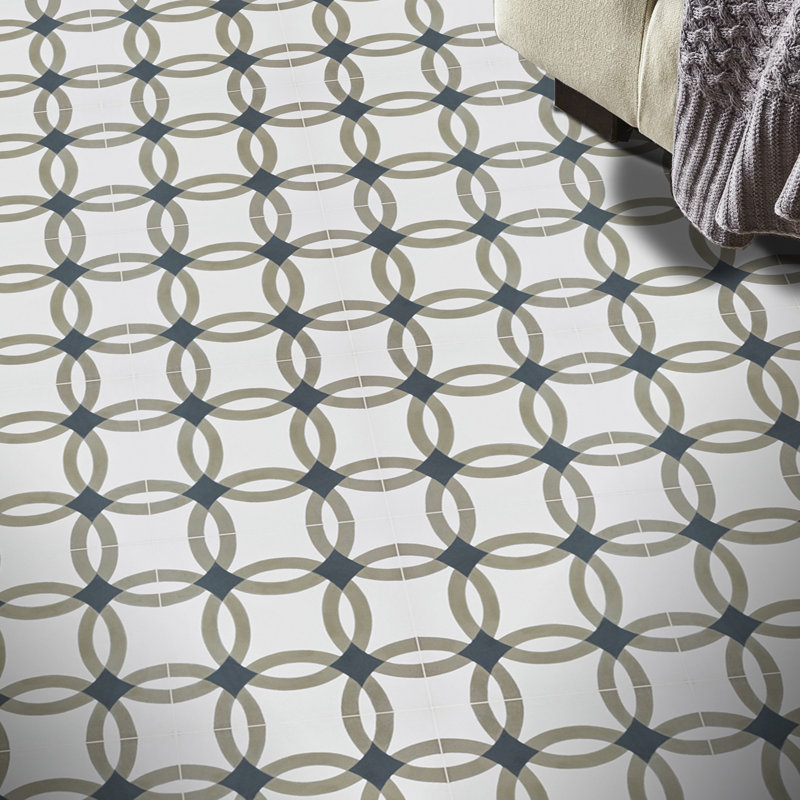 Safi 8" x 8" Cement/Marble Patterned Wall & Floor Tile