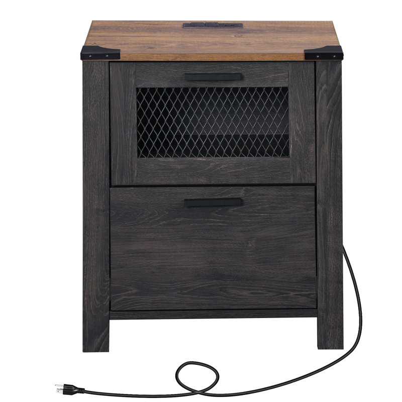 Vita End Table, Walnut Top/Black Base