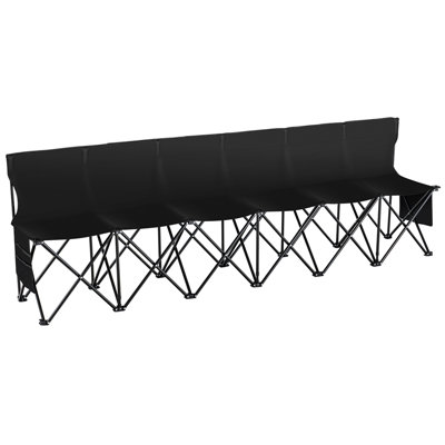 6 Seat Outdoor Folding Camping Chair Bench With Carry Bag, Comfortable Seating , Side Pockets And 600d Fabric Portable For Commercial Spaces, Pockets, Strong Structure