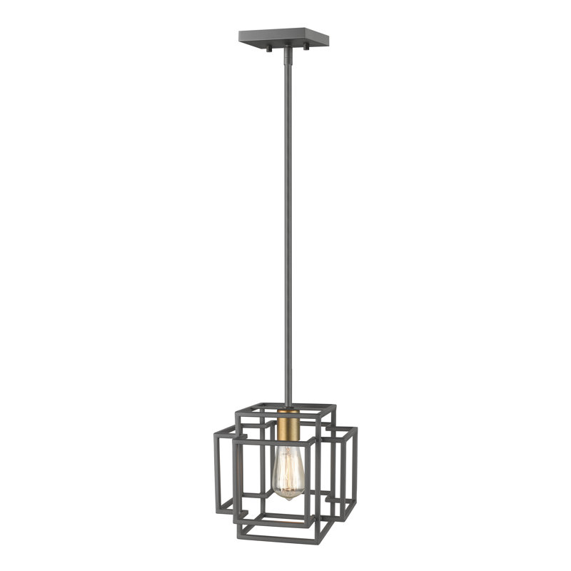 Luminaire suspendu carré à 1 lumière Orona, Bronze / laiton vieilli