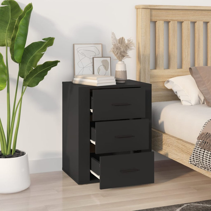 50cm W Bedside Table, Black