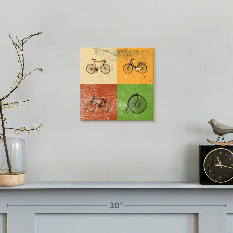 «Vélo Evolution», reproduction sur toile, H 10 po x l 10 po x P 1,25 po