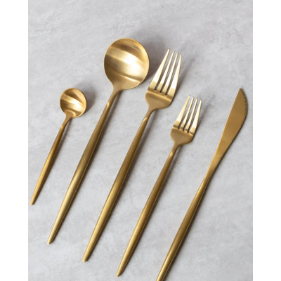Servin Matte Gold & Black Stainless Steel Flatware