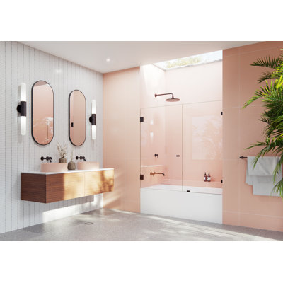 Illume 59.5 in. x 58.25 in. Fully Frameless Hinge Bathtub Door