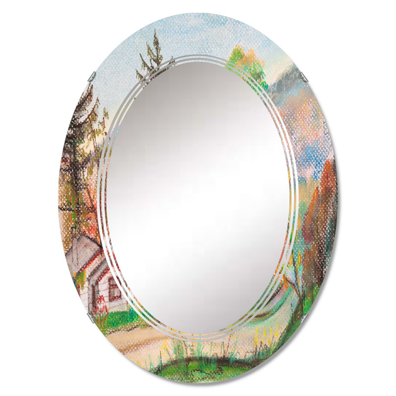 Miroir mural blanc maisons blanches à la campagne, 30 po x 20 po