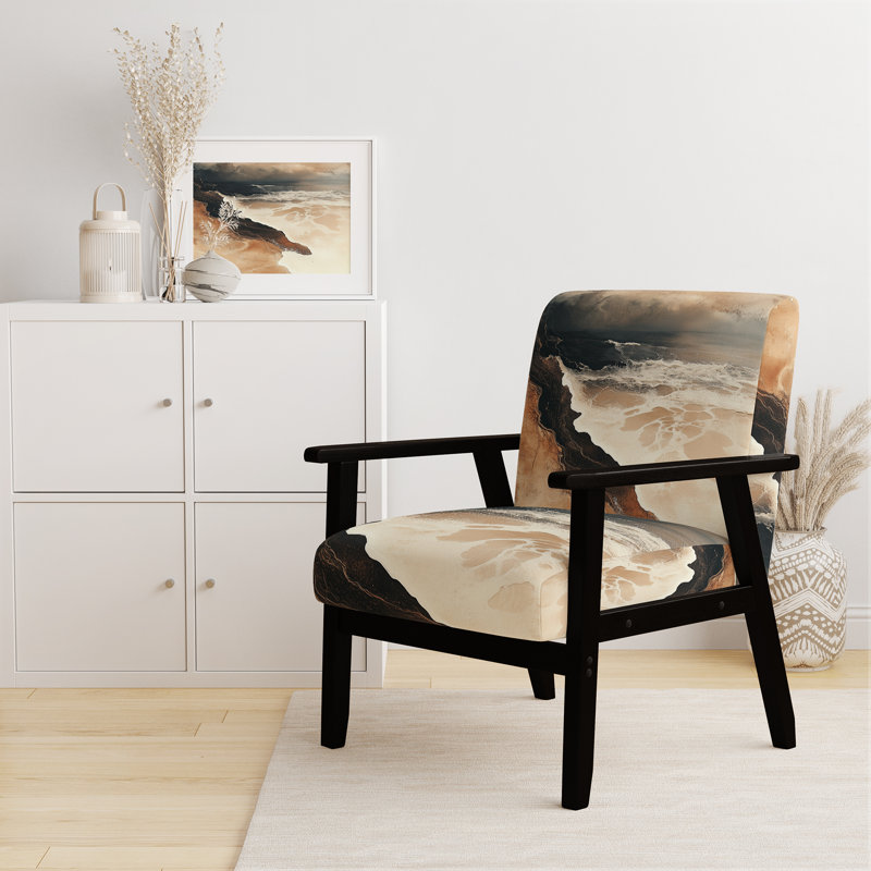 Chaise d'appoint Coastal Waves - Fauteuil Calal Costal, Sand and Beige, Black Square Arms