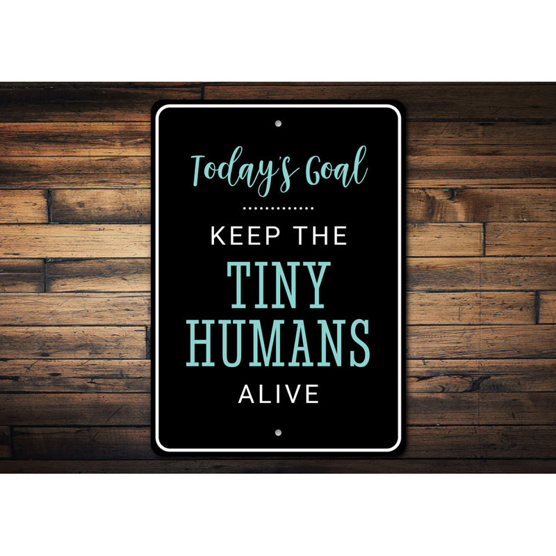 Plaque en aluminium «Tiny Humans», H 18 po x l 12 po x P 0,06 po