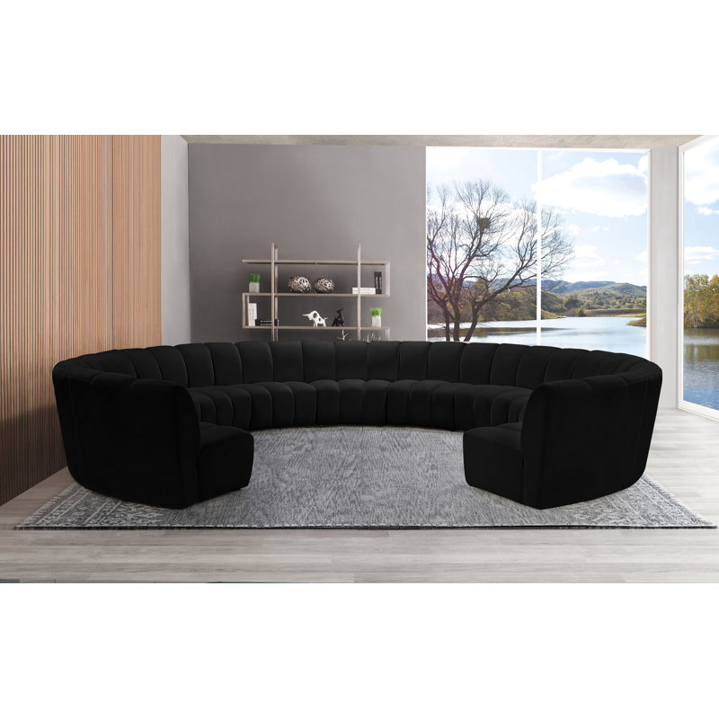 Canapé modulaire en velours Infinity, Velours noir, 11 pièces